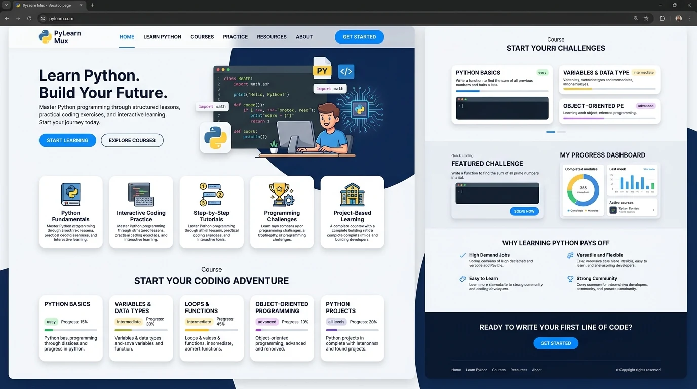 PyLearn website screenshot